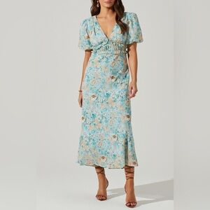ASTR Esperanza Floral Back Cutout Midi Dress